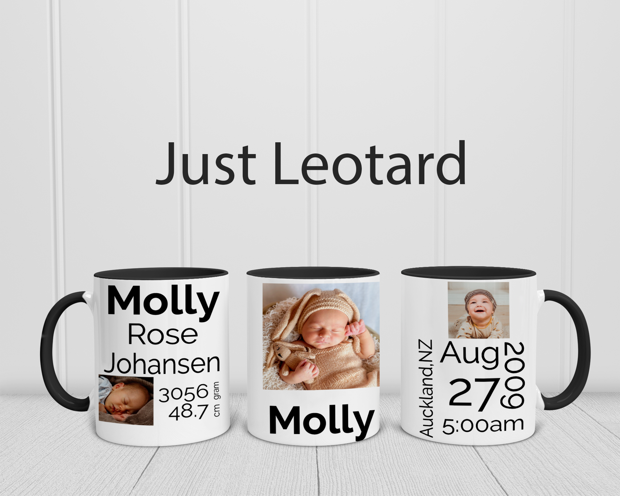 Baby Birth Announcement Mug Black